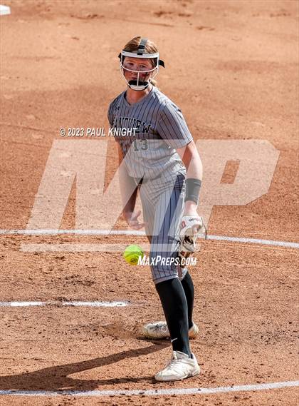 Thumbnail 3 in Grandview vs. Santa Gertrudis Academy (UIL 3A Softball Semifinal) photogallery.