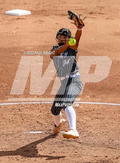 Thumbnail 1 in Grandview vs. Santa Gertrudis Academy (UIL 3A Softball Semifinal) photogallery.