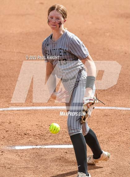Thumbnail 2 in Grandview vs. Santa Gertrudis Academy (UIL 3A Softball Semifinal) photogallery.