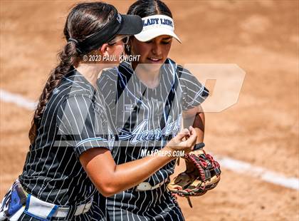 Thumbnail 1 in Grandview vs. Santa Gertrudis Academy (UIL 3A Softball Semifinal) photogallery.