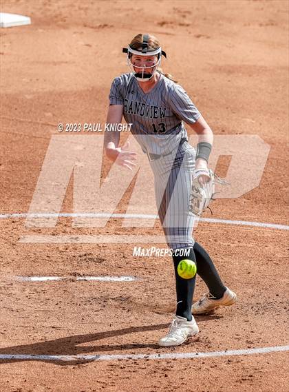 Thumbnail 2 in Grandview vs. Santa Gertrudis Academy (UIL 3A Softball Semifinal) photogallery.