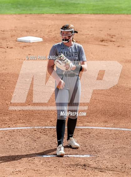 Thumbnail 3 in Grandview vs. Santa Gertrudis Academy (UIL 3A Softball Semifinal) photogallery.