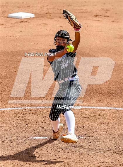Thumbnail 3 in Grandview vs. Santa Gertrudis Academy (UIL 3A Softball Semifinal) photogallery.