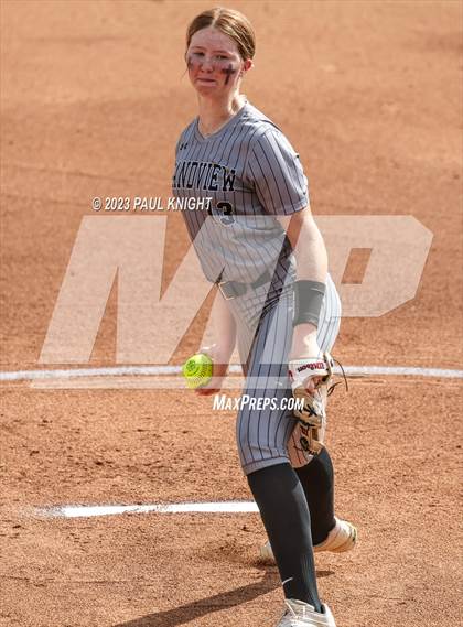 Thumbnail 1 in Grandview vs. Santa Gertrudis Academy (UIL 3A Softball Semifinal) photogallery.