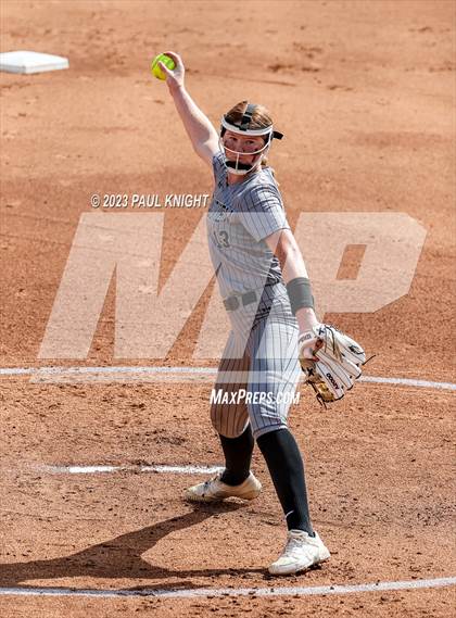Thumbnail 3 in Grandview vs. Santa Gertrudis Academy (UIL 3A Softball Semifinal) photogallery.