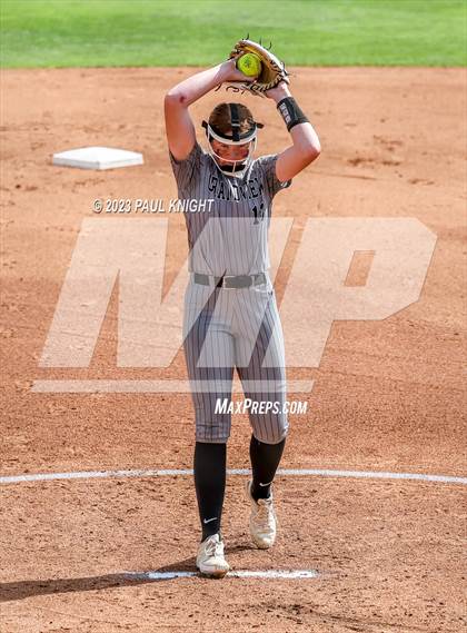 Thumbnail 1 in Grandview vs. Santa Gertrudis Academy (UIL 3A Softball Semifinal) photogallery.