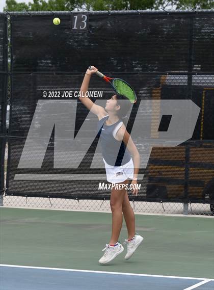 Thumbnail 3 in Bridgeland vs Southlake Carroll (UIL 6A Girls Doubles Tennis State Quarterfinal) photogallery.