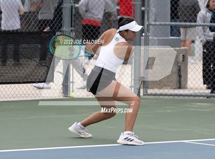 Thumbnail 3 in Bridgeland vs Southlake Carroll (UIL 6A Girls Doubles Tennis State Quarterfinal) photogallery.