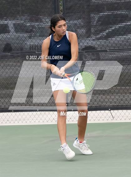 Thumbnail 3 in Bridgeland vs Southlake Carroll (UIL 6A Girls Doubles Tennis State Quarterfinal) photogallery.