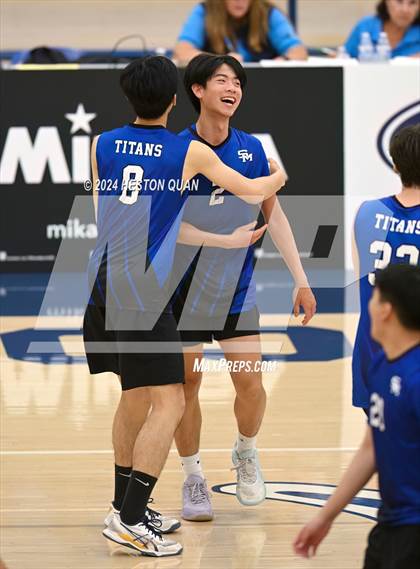 Thumbnail 3 in San Marino vs. Sage Hill (CIF-SS D5 Boys Volleyball Finals) photogallery.