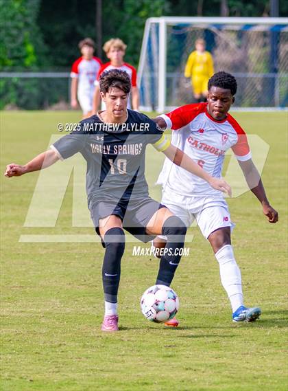Thumbnail 1 in Holly Springs vs. Charlotte Catholic (NCSCA Kickoff Classic) photogallery.