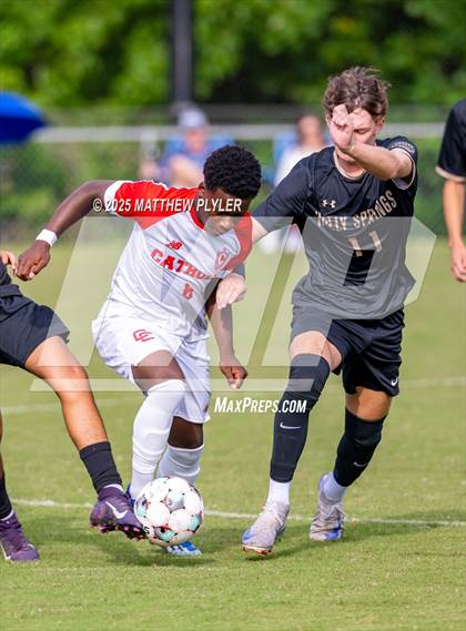 Thumbnail 3 in Holly Springs vs. Charlotte Catholic (NCSCA Kickoff Classic) photogallery.