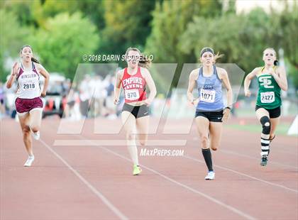 Thumbnail 3 in AIA Track & Field Preliminaries D3 & D4 (Girls 200 Meter Dash) photogallery.
