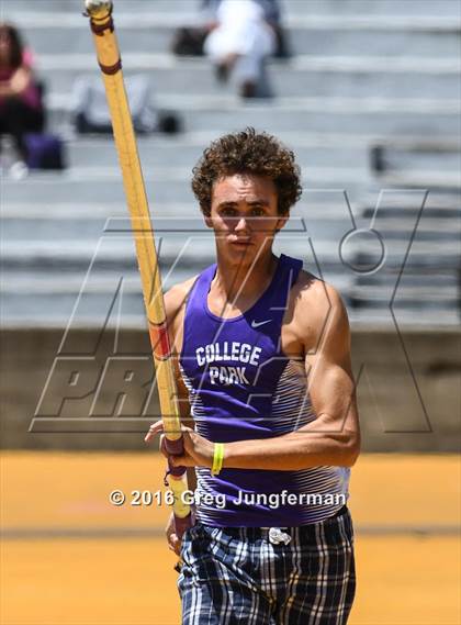 Thumbnail 1 in CIF NCS Masters Boys Pole Vault (MOC at UCB) photogallery.