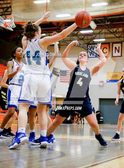 Thumbnail 1 in Highland vs Atlantic Shores Christian (StatVa Girls Basketball Classic) photogallery.