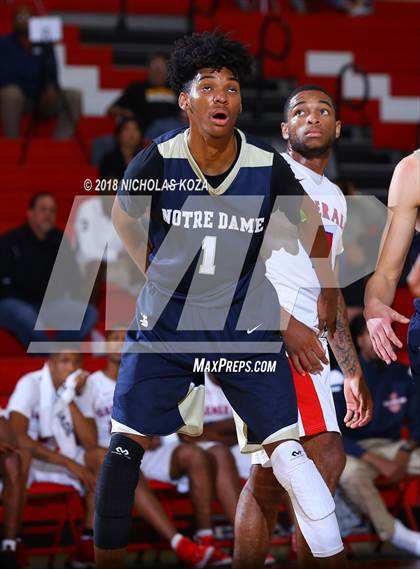 Thumbnail 1 in George Washington Prep vs. Notre Dame (SO) (Ryse Williams Pac Shores Tournament) photogallery.