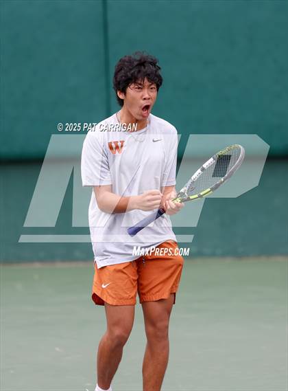 Thumbnail 3 in Round Rock Westwood vs The Woodlands (UIL 6A Tennis Final) photogallery.