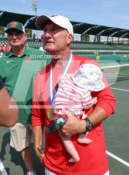 Thumbnail 3 in Round Rock Westwood vs The Woodlands (UIL 6A Tennis Final) photogallery.