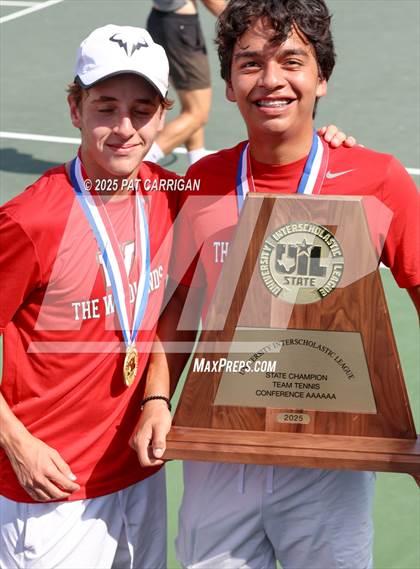 Thumbnail 2 in Round Rock Westwood vs The Woodlands (UIL 6A Tennis Final) photogallery.