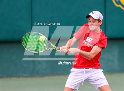 Thumbnail 3 in Round Rock Westwood vs The Woodlands (UIL 6A Tennis Final) photogallery.