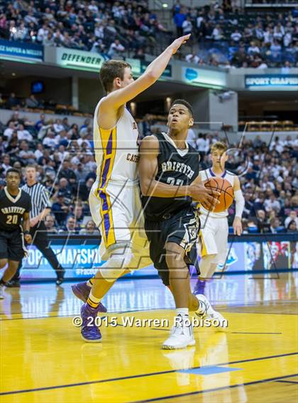 Thumbnail 1 in Griffith vs. Guerin Catholic (IHSAA 3A Final) photogallery.