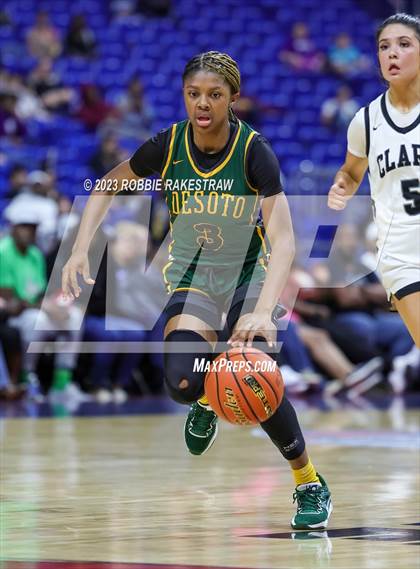 Thumbnail 3 in Clark vs. DeSoto (UIL 6A Basketball State Final) photogallery.