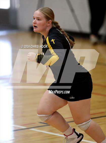 Thumbnail 1 in Globe vs Arizona Lutheran Academy (The Florence VB Invitational) photogallery.