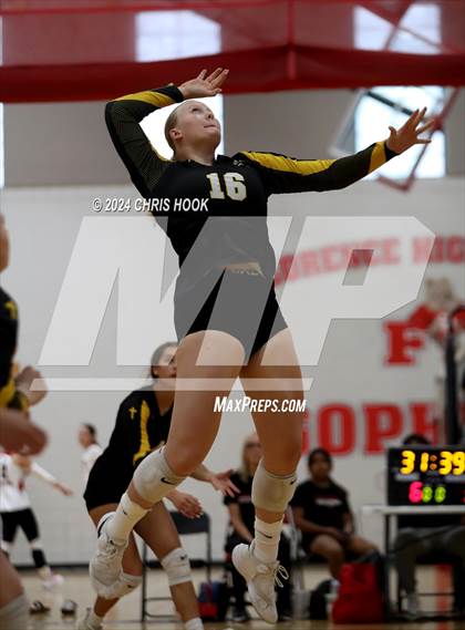 Thumbnail 2 in Globe vs Arizona Lutheran Academy (The Florence VB Invitational) photogallery.