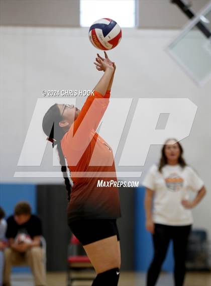 Thumbnail 1 in Globe vs Arizona Lutheran Academy (The Florence VB Invitational) photogallery.