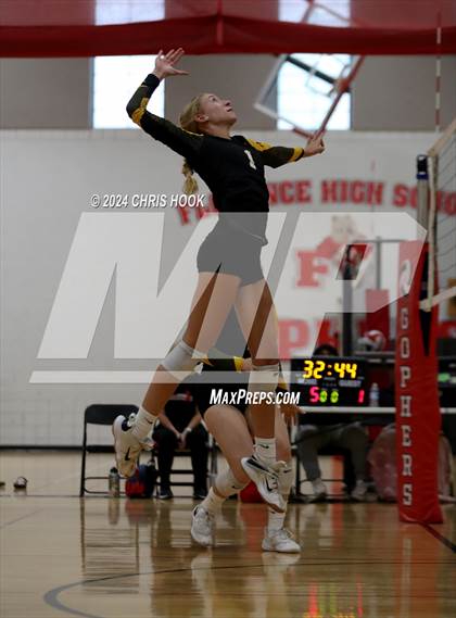 Thumbnail 2 in Globe vs Arizona Lutheran Academy (The Florence VB Invitational) photogallery.