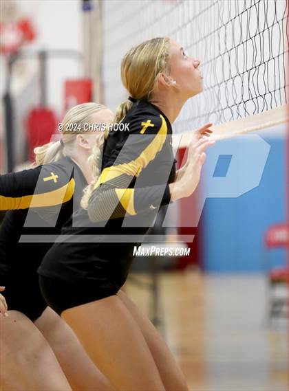 Thumbnail 2 in Globe vs Arizona Lutheran Academy (The Florence VB Invitational) photogallery.