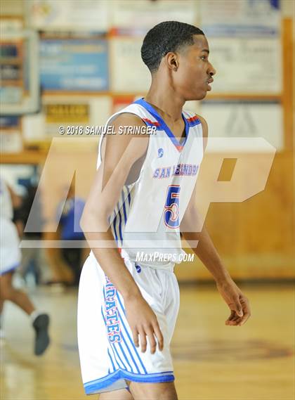 Thumbnail 1 in San Leandro vs. St. Joseph Notre Dame (Modesto Christian Holiday Hoops Classic) photogallery.