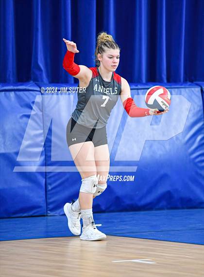 Thumbnail 2 in Incarnate Word Academy vs Brazos Christian (TAPPS Volleyball 4A Bi-District) photogallery.