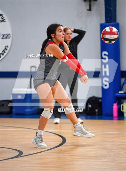 Thumbnail 1 in Incarnate Word Academy vs Brazos Christian (TAPPS Volleyball 4A Bi-District) photogallery.