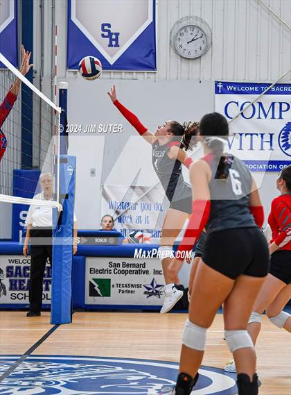 Thumbnail 2 in Incarnate Word Academy vs Brazos Christian (TAPPS Volleyball 4A Bi-District) photogallery.