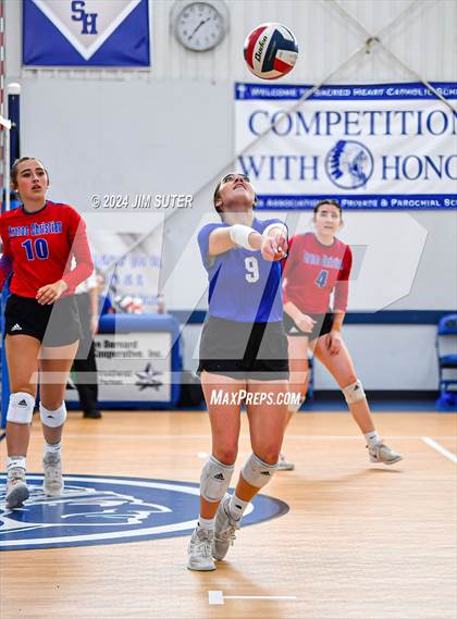 Thumbnail 2 in Incarnate Word Academy vs Brazos Christian (TAPPS Volleyball 4A Bi-District) photogallery.