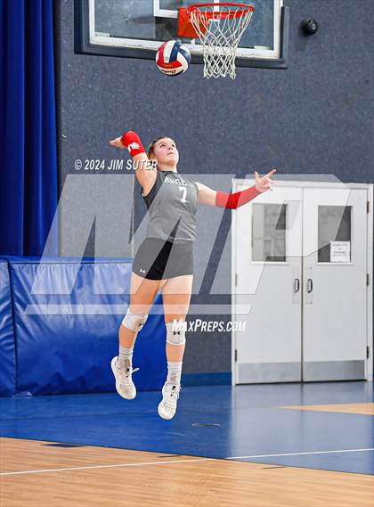 Thumbnail 3 in Incarnate Word Academy vs Brazos Christian (TAPPS Volleyball 4A Bi-District) photogallery.