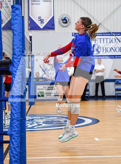 Thumbnail 2 in Incarnate Word Academy vs Brazos Christian (TAPPS Volleyball 4A Bi-District) photogallery.