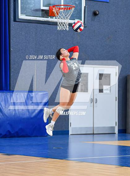 Thumbnail 2 in Incarnate Word Academy vs Brazos Christian (TAPPS Volleyball 4A Bi-District) photogallery.