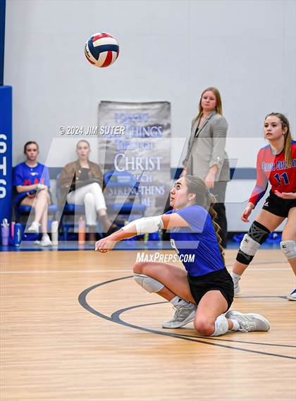 Thumbnail 1 in Incarnate Word Academy vs Brazos Christian (TAPPS Volleyball 4A Bi-District) photogallery.