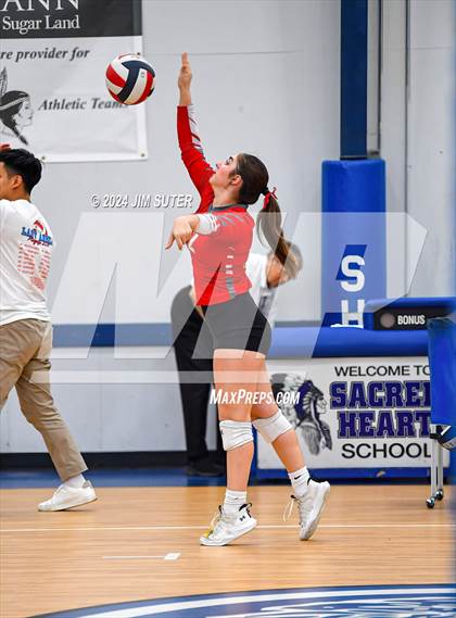 Thumbnail 3 in Incarnate Word Academy vs Brazos Christian (TAPPS Volleyball 4A Bi-District) photogallery.
