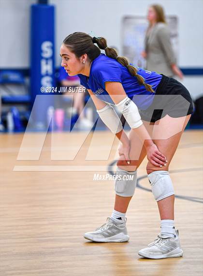 Thumbnail 2 in Incarnate Word Academy vs Brazos Christian (TAPPS Volleyball 4A Bi-District) photogallery.