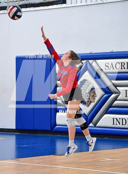 Thumbnail 2 in Incarnate Word Academy vs Brazos Christian (TAPPS Volleyball 4A Bi-District) photogallery.