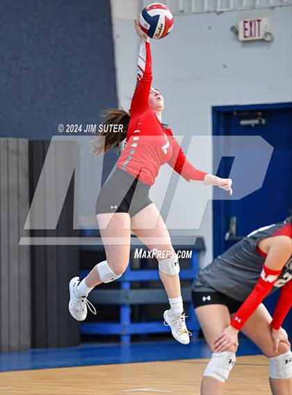 Thumbnail 3 in Incarnate Word Academy vs Brazos Christian (TAPPS Volleyball 4A Bi-District) photogallery.