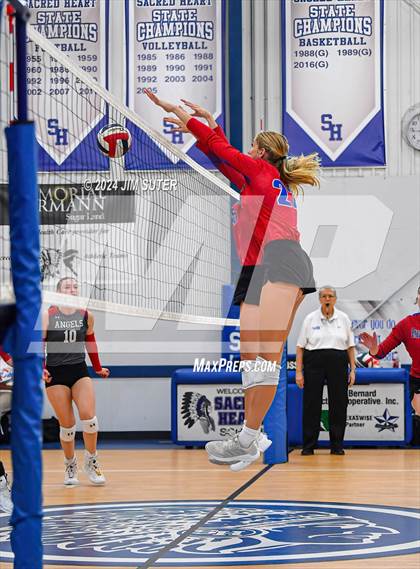 Thumbnail 1 in Incarnate Word Academy vs Brazos Christian (TAPPS Volleyball 4A Bi-District) photogallery.