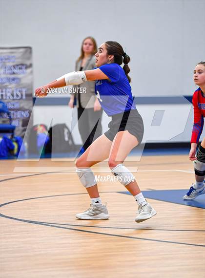 Thumbnail 3 in Incarnate Word Academy vs Brazos Christian (TAPPS Volleyball 4A Bi-District) photogallery.
