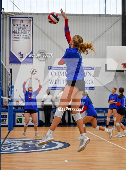 Thumbnail 2 in Incarnate Word Academy vs Brazos Christian (TAPPS Volleyball 4A Bi-District) photogallery.