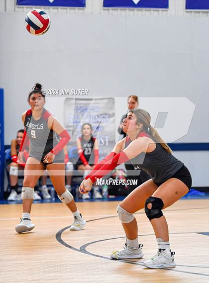 Thumbnail 3 in Incarnate Word Academy vs Brazos Christian (TAPPS Volleyball 4A Bi-District) photogallery.