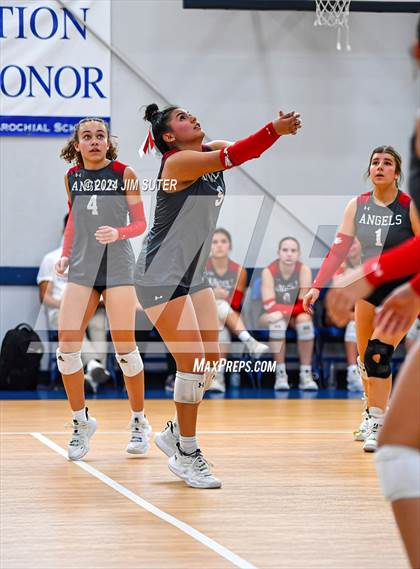 Thumbnail 1 in Incarnate Word Academy vs Brazos Christian (TAPPS Volleyball 4A Bi-District) photogallery.