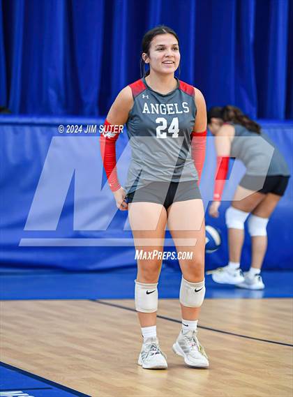 Thumbnail 3 in Incarnate Word Academy vs Brazos Christian (TAPPS Volleyball 4A Bi-District) photogallery.